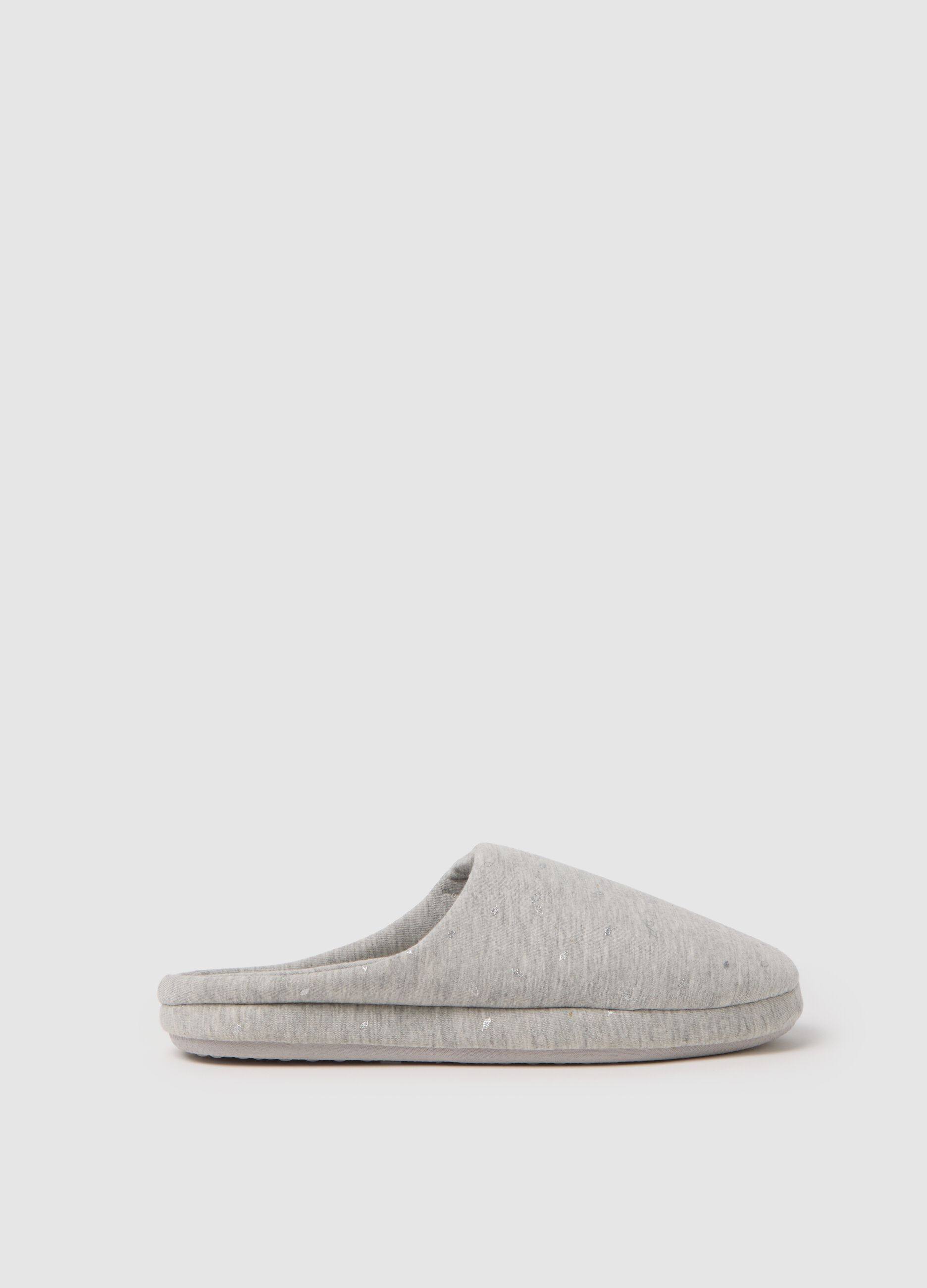 Women's slippers in grey mixed fabric
