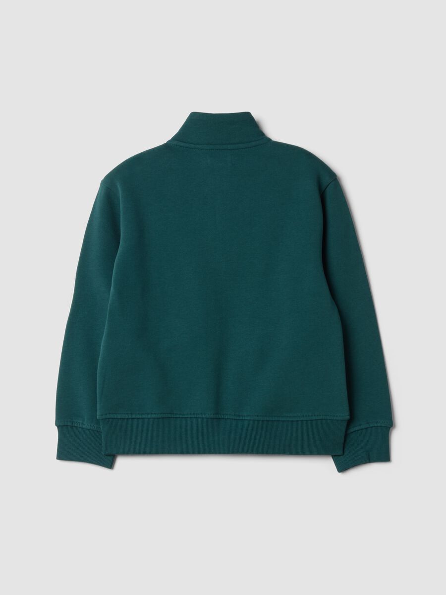 Felpa verde con colletto in puro cotone organico_1