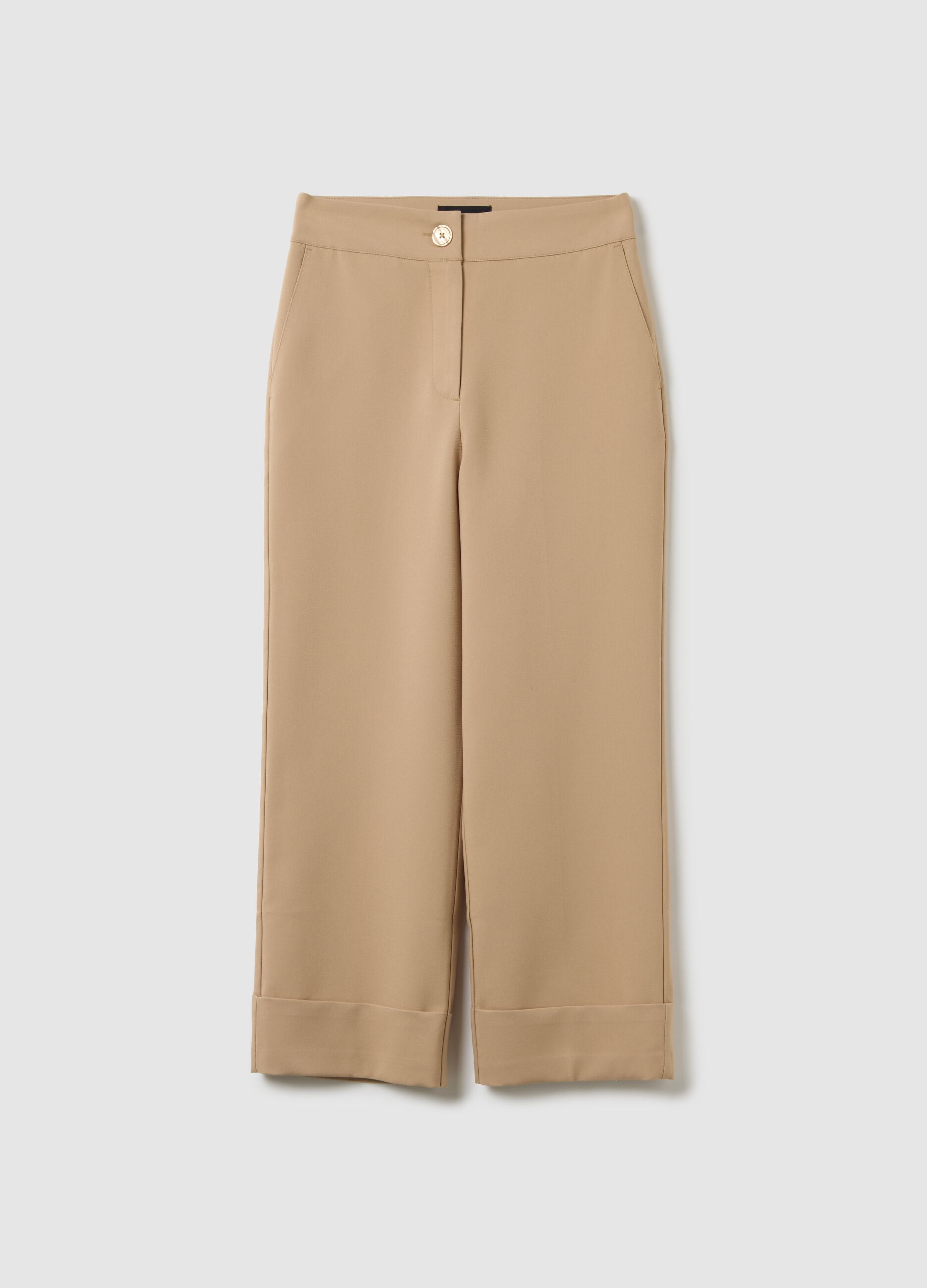 Beige Blend Regular Fit Trousers