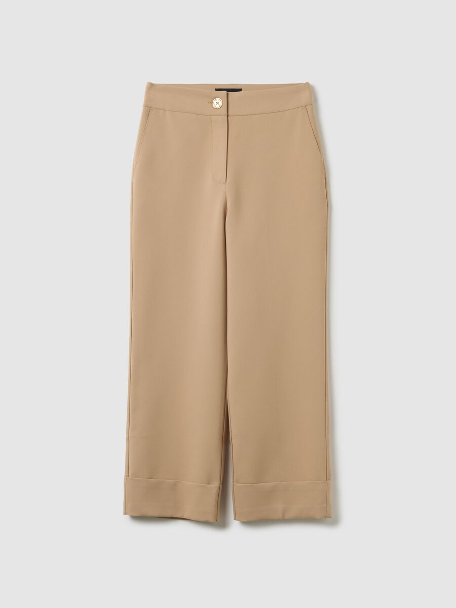 Beige Blend Regular Fit Trousers_0