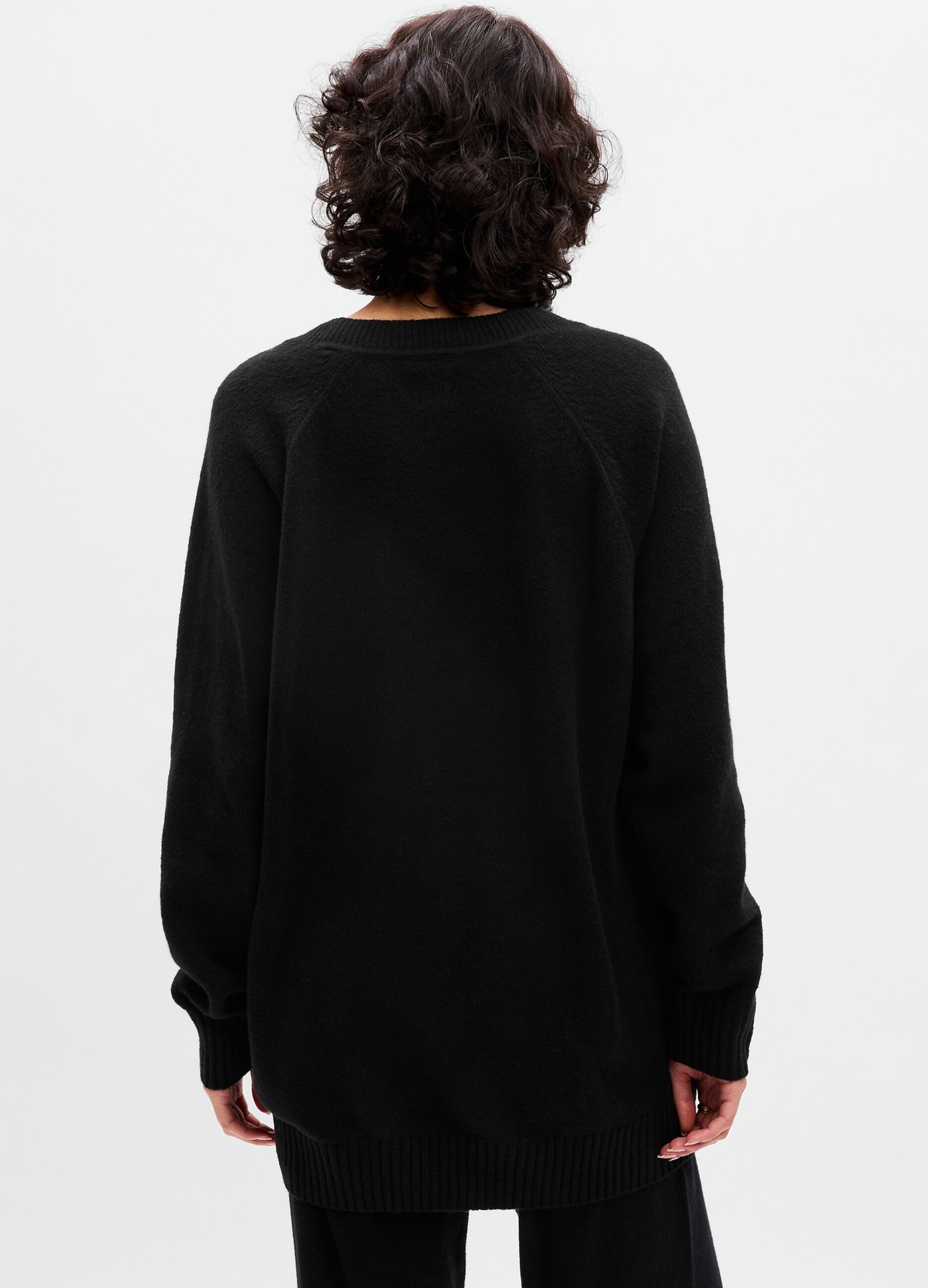 Cardigan lungo in maglia scollo a V
