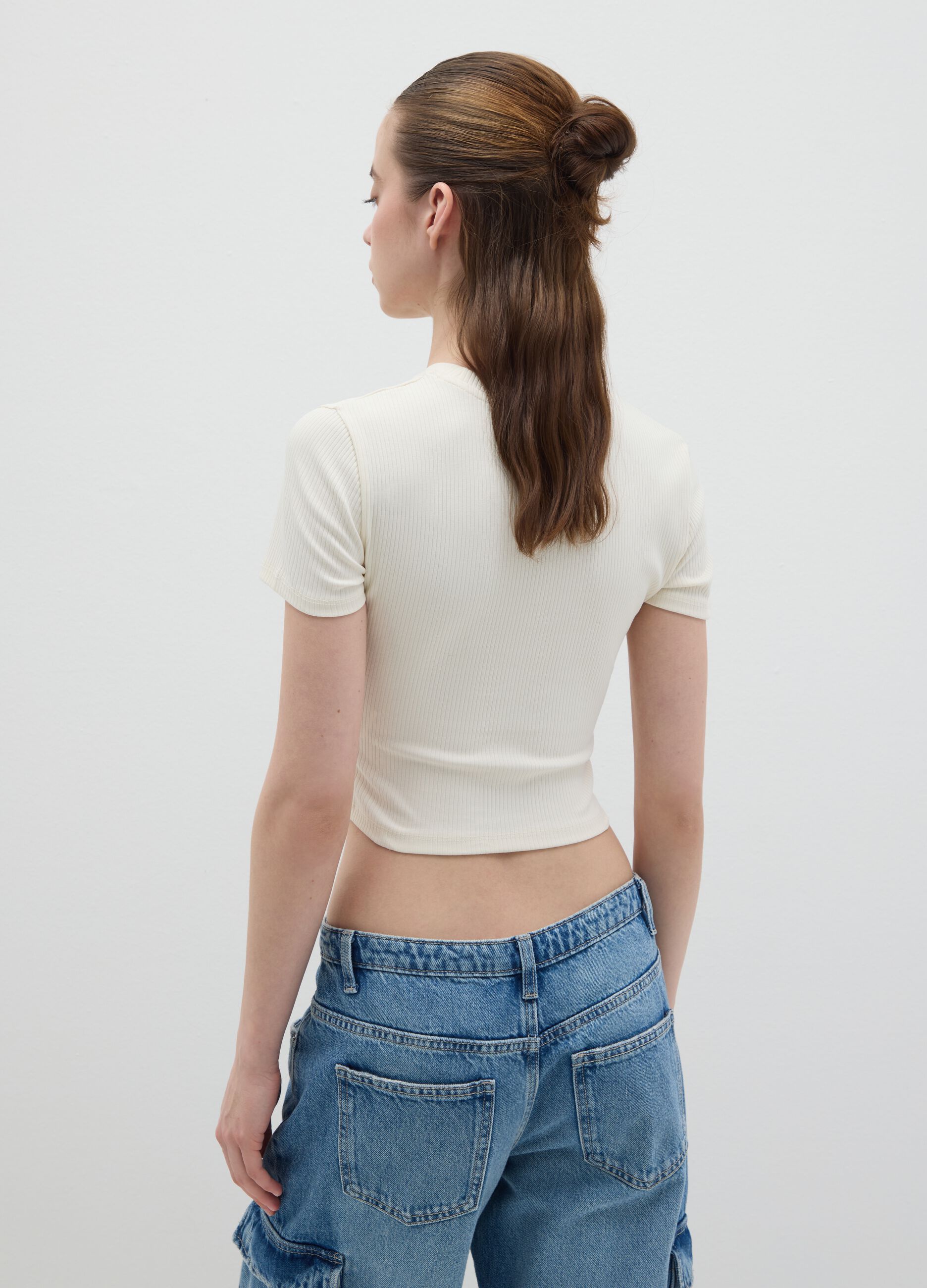 Women’s white fitted T-shirt in stretch cotton