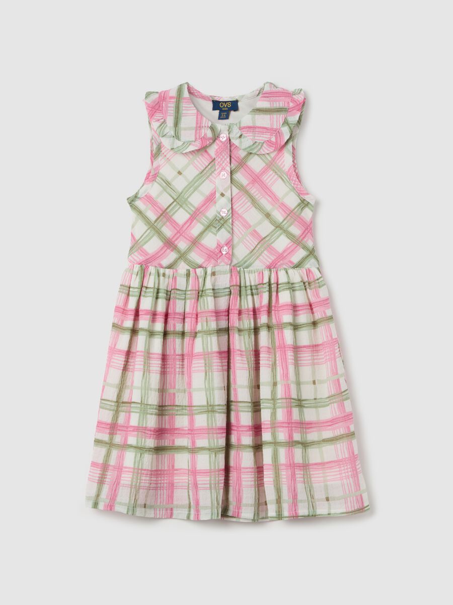 Sleeveless dress with check pattern_0