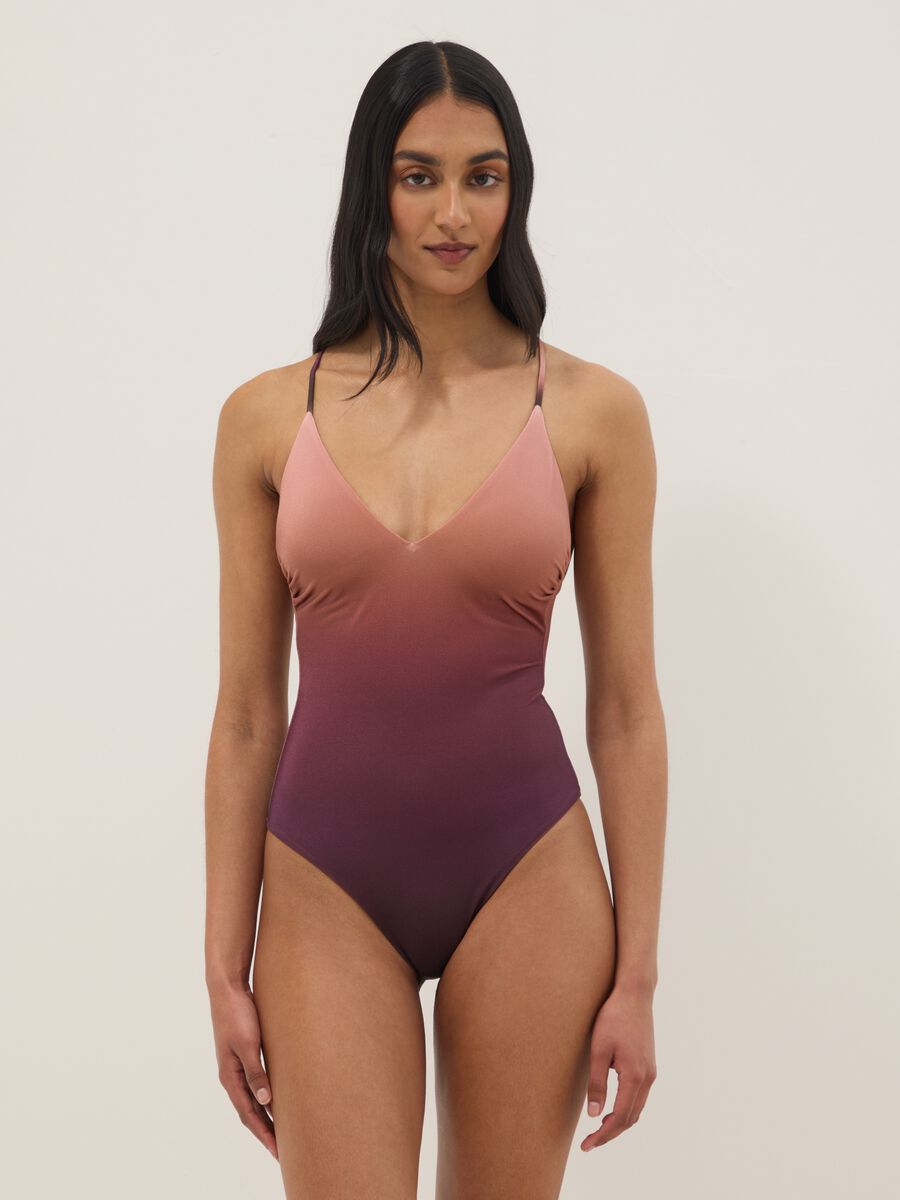 Pink gradient stretch swimsuit_1