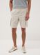 Beige cargo bermuda shorts in a linen and cotton blend_2