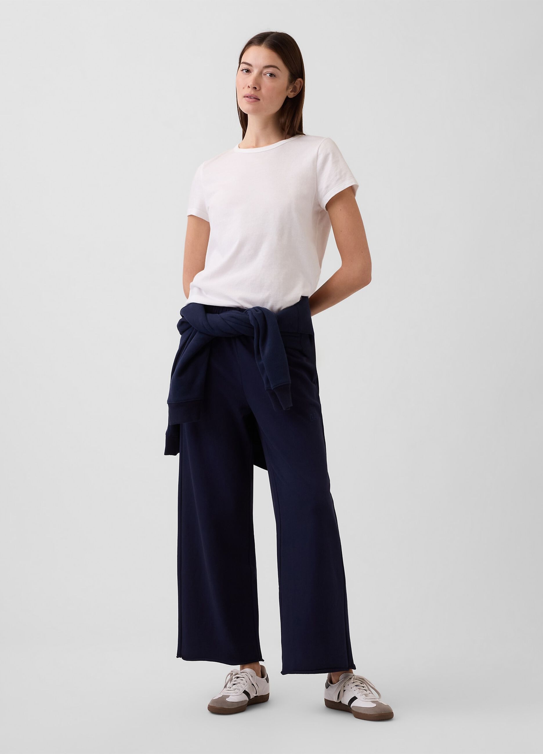 Cotton-blend palazzo trousers