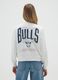Oversized white cotton blend sweatshirt with Chicago Bulls print_2