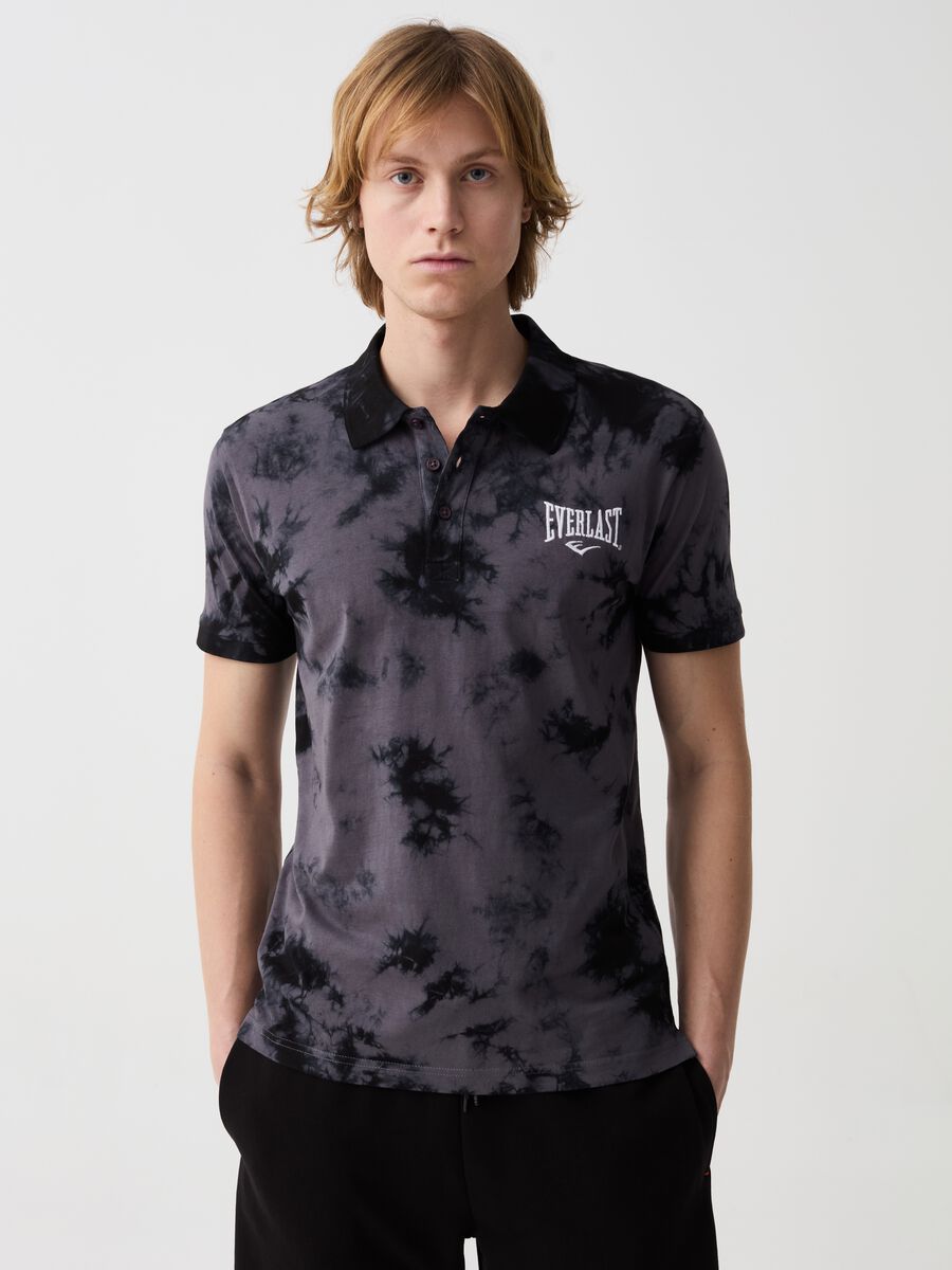 Tie-dye polo shirt with logo embroidery_0