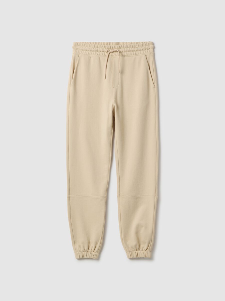 Pantaloni jogger beige da ragazzo in puro cotone organico regular fit_0