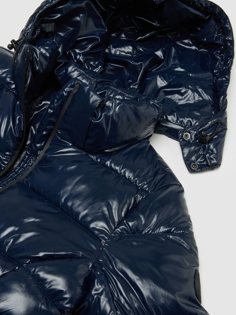 Blue padded water-repellent regular fit jacket_1