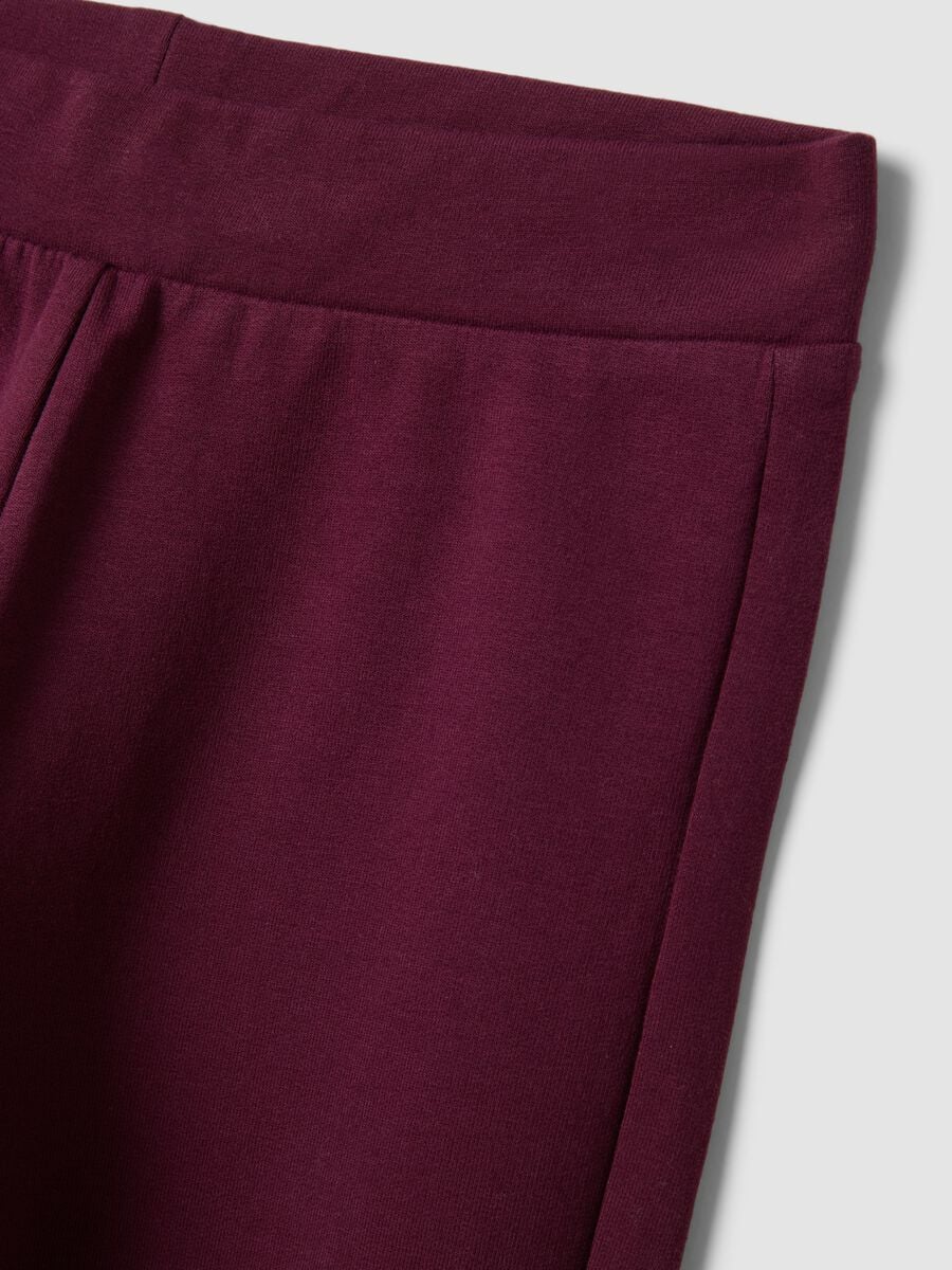 Leggings viola prugna flare in cotone elasticizzato_2