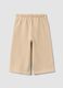 Pantaloni beige in puro cotone con vita elastica e stampa per bimba_1