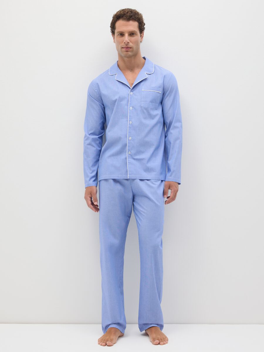 Men's Regular Fit Blue Cotton Pyjama_0