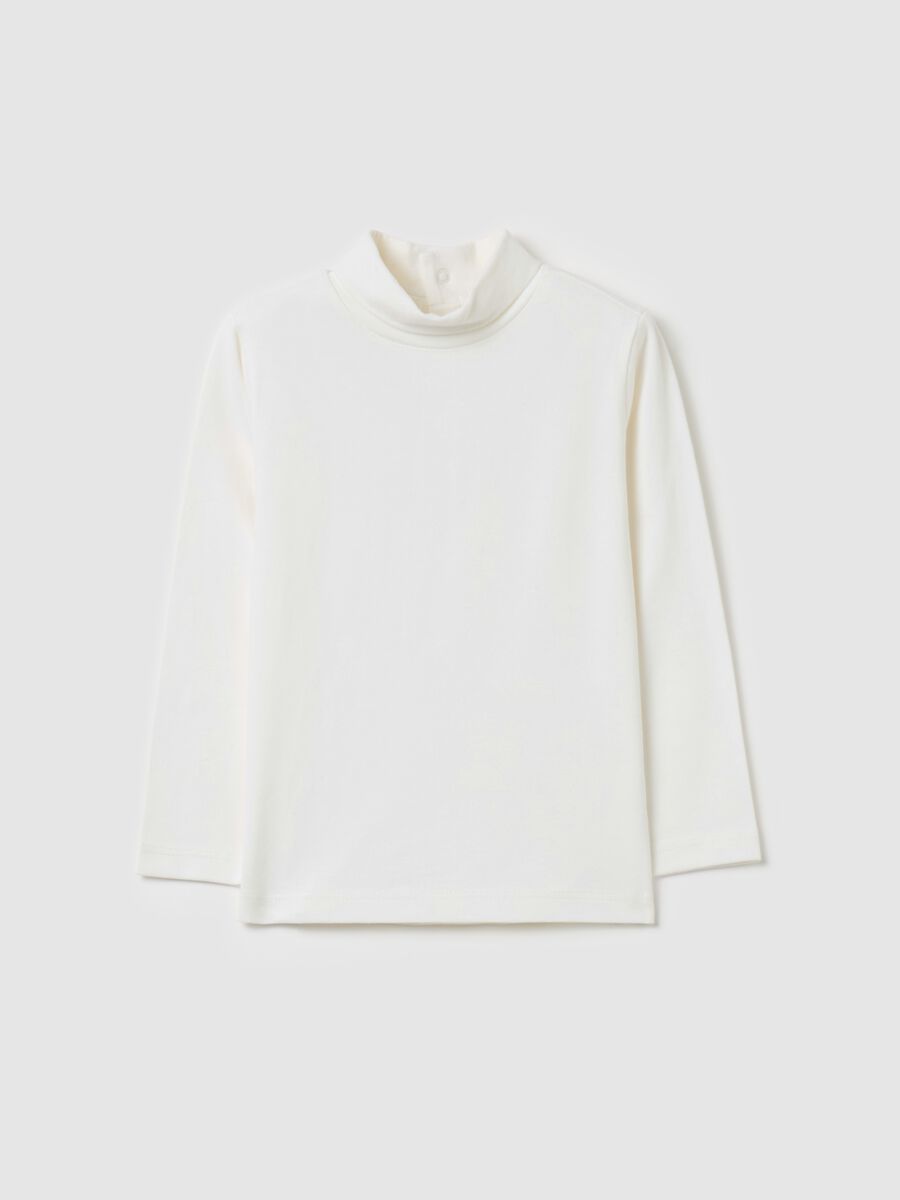 Cotton T-shirt with high neck_0