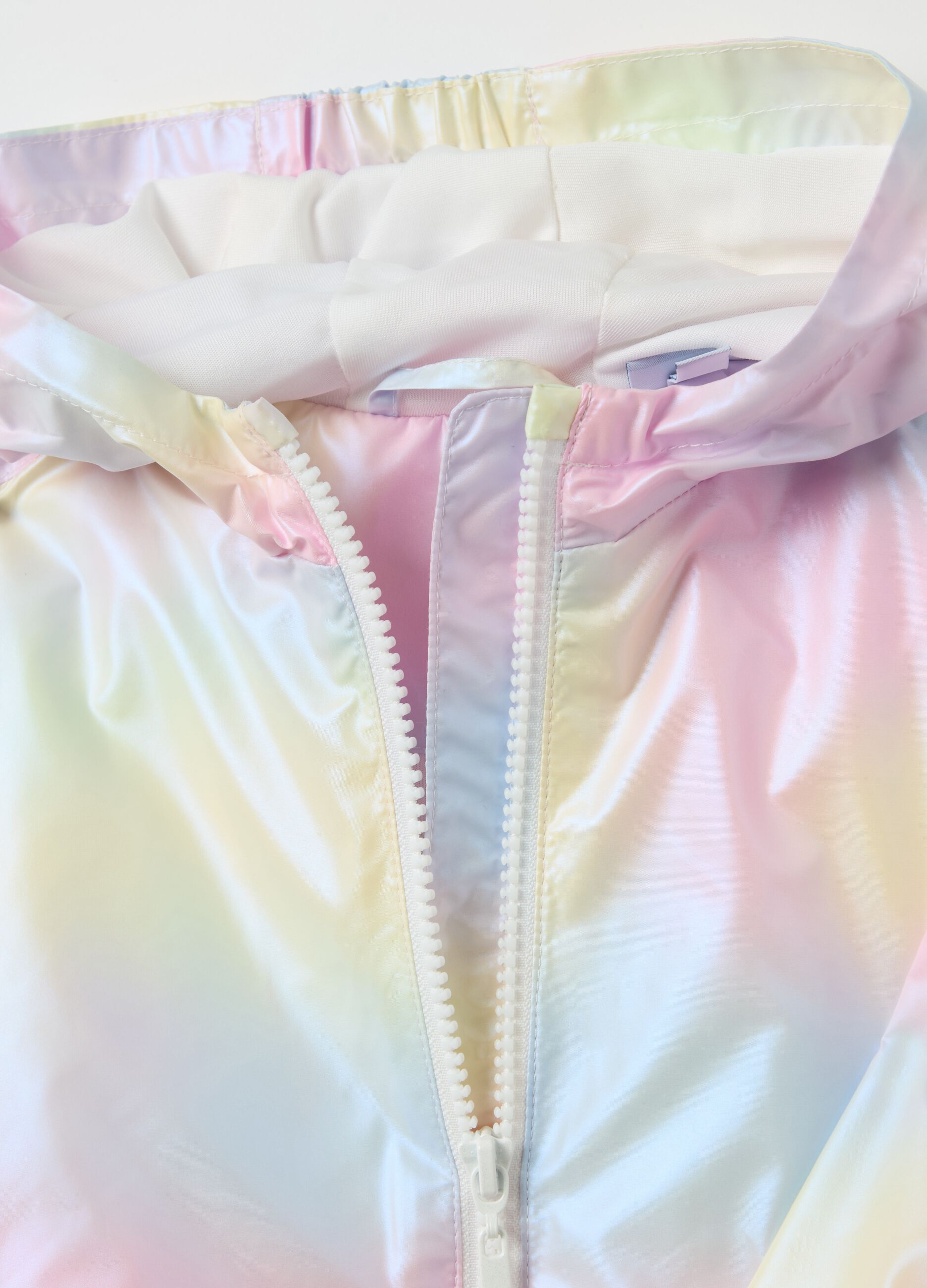 Shiny waterproof jacket with hood