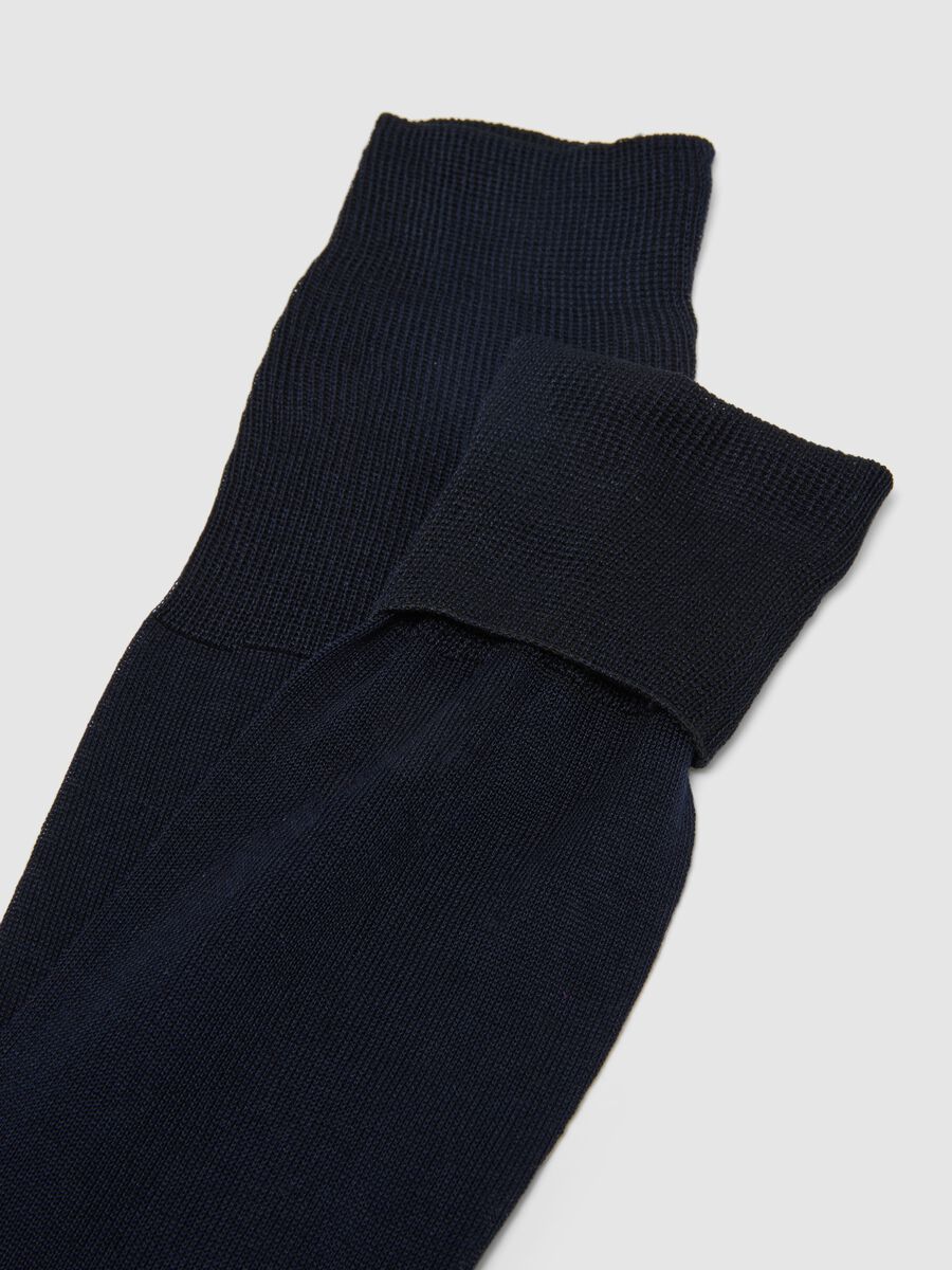 Tripack calze lunghe in puro cotone blu regular fit_1