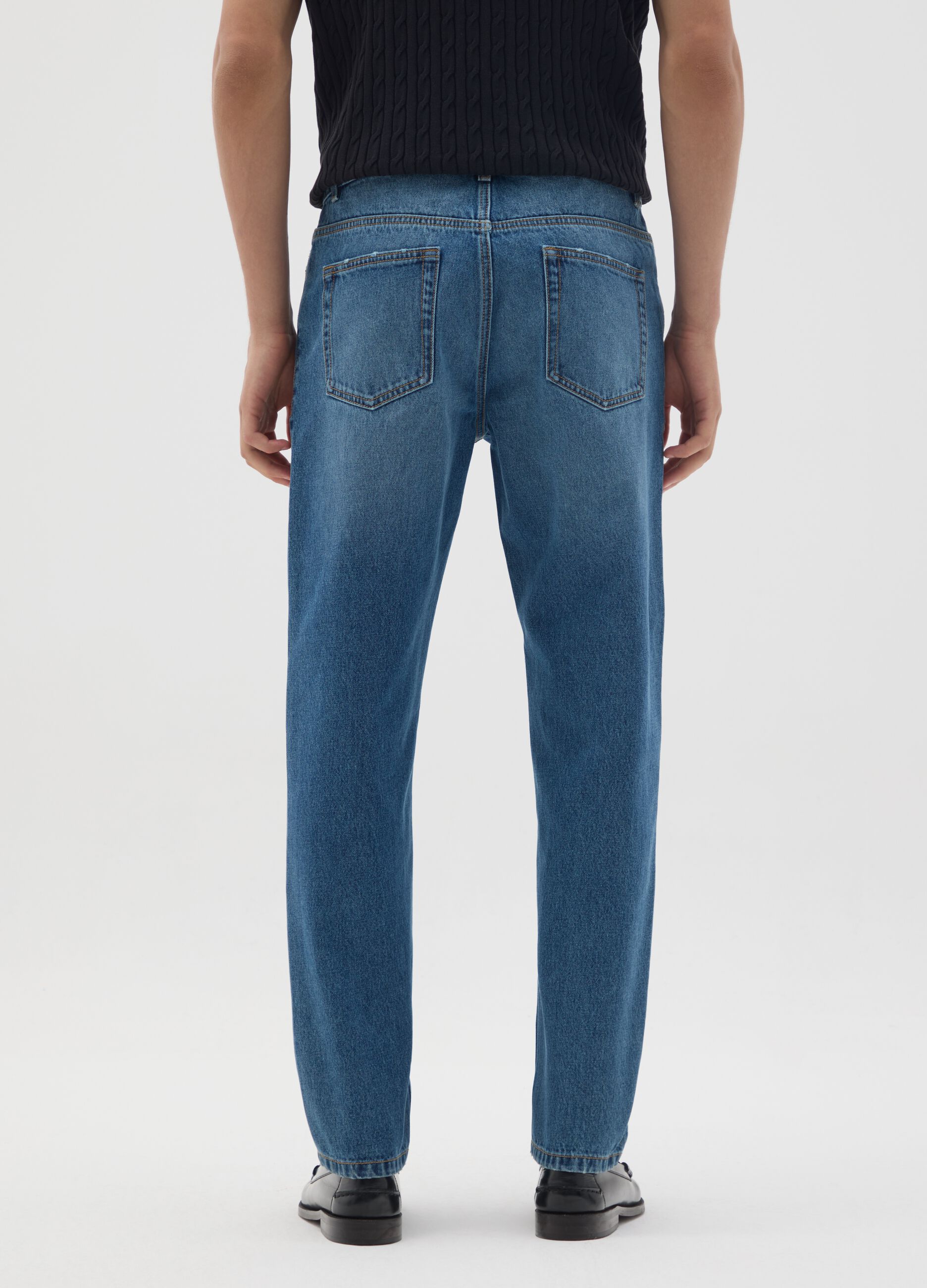 Relaxed fit pure blue cotton jeans