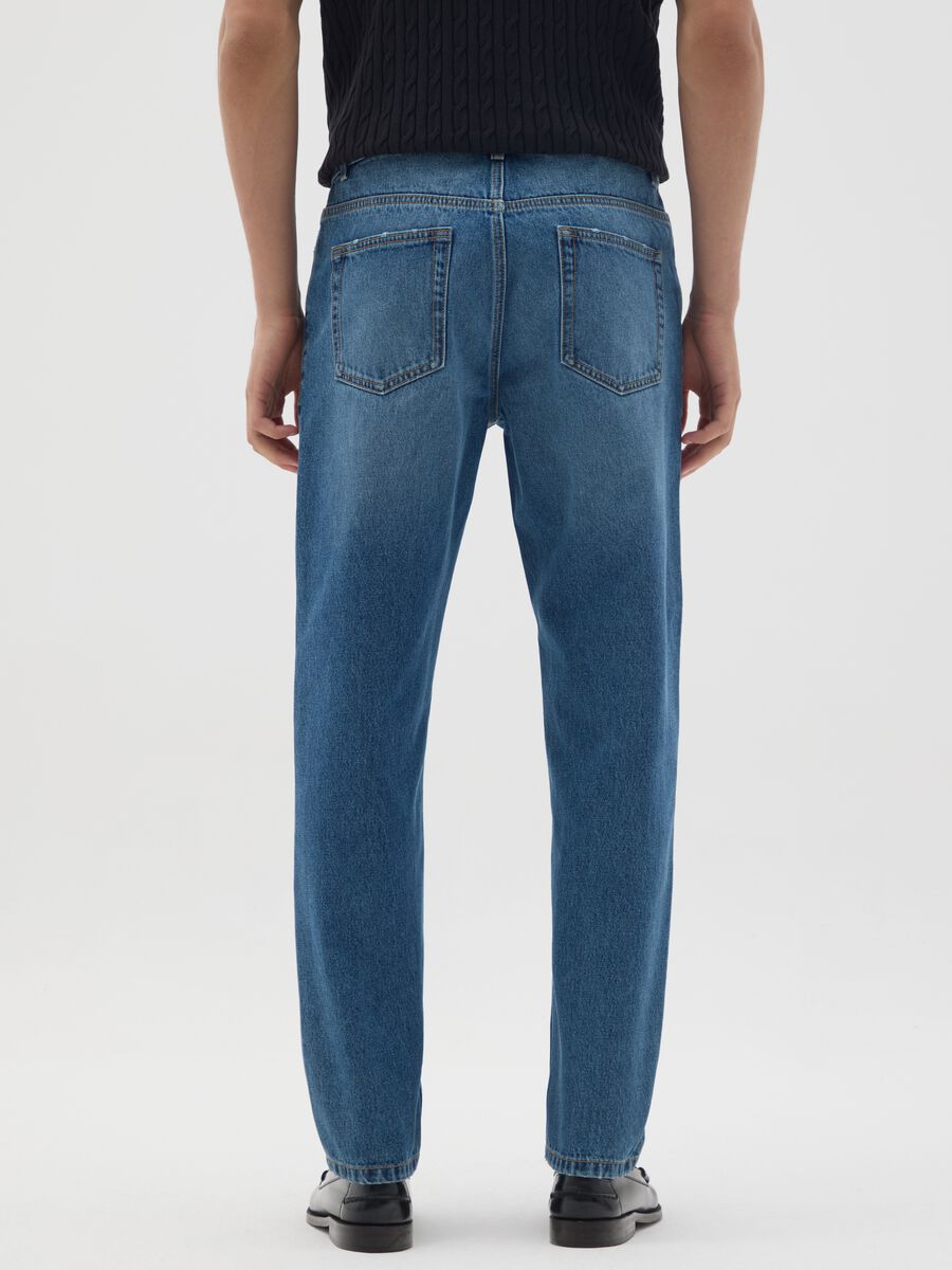 Relaxed fit pure blue cotton jeans_2