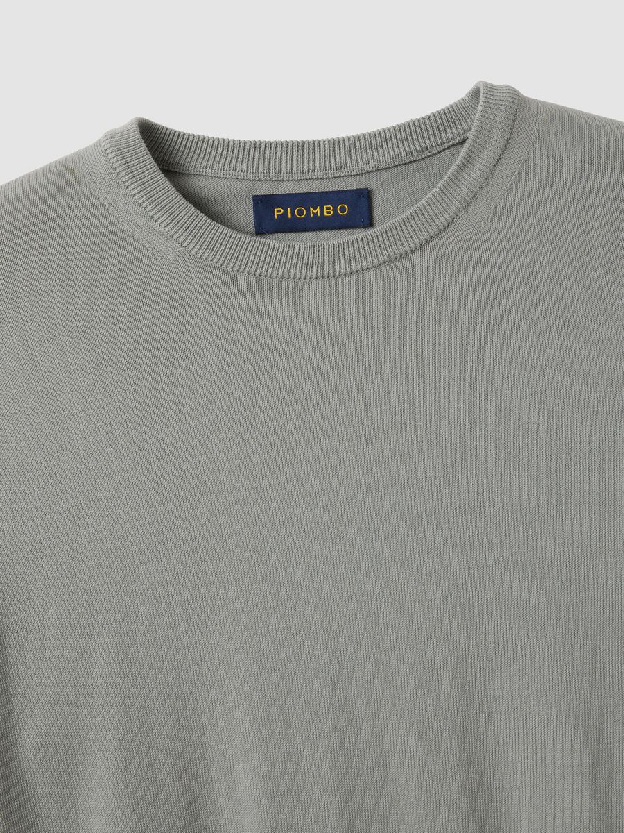 Maglione in puro cotone grigio regular fit_1