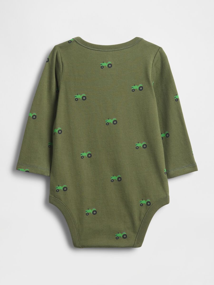 Green cotton bodysuit for newborn_1