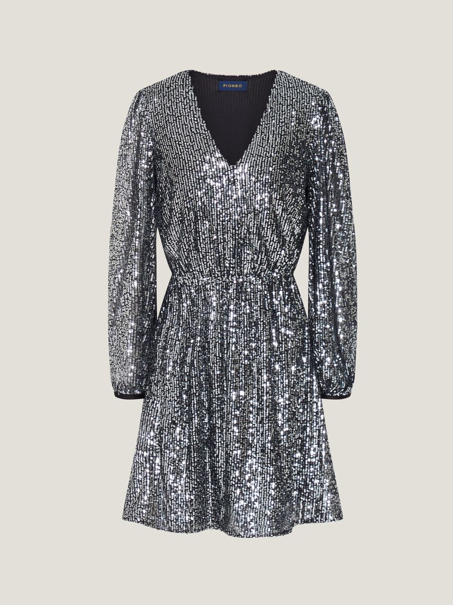 Abito corto con paillettes all-over_4