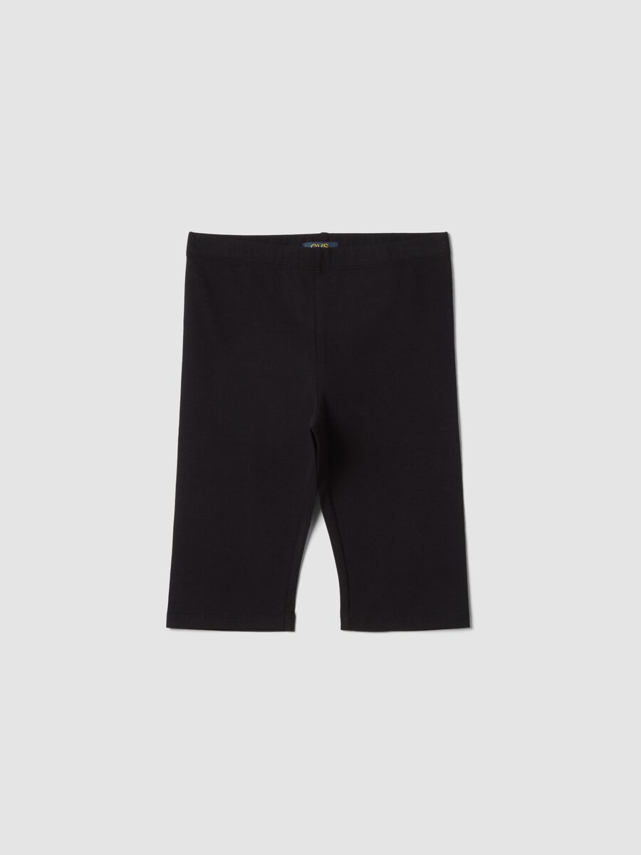 Shorts da ciclista skinny neri in cotone elasticizzato da ragazza_0
