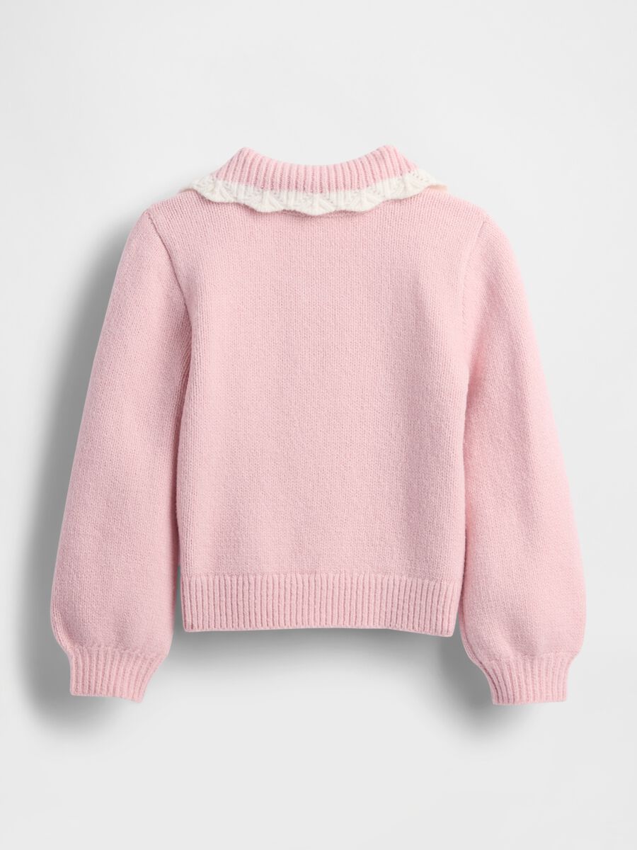 Pink Sweater with Collar for Girls_2