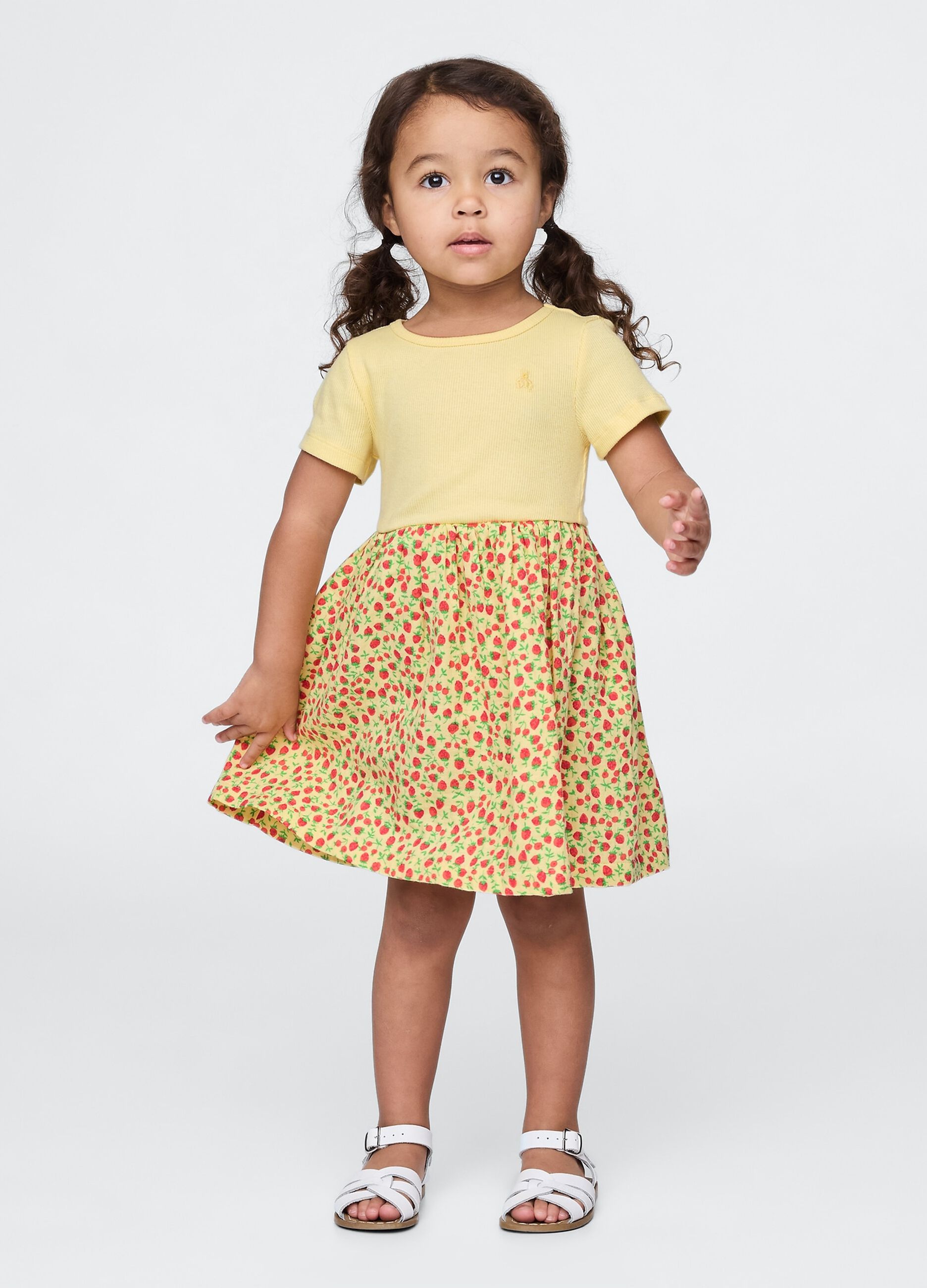 Yellow floral summer dress for girls