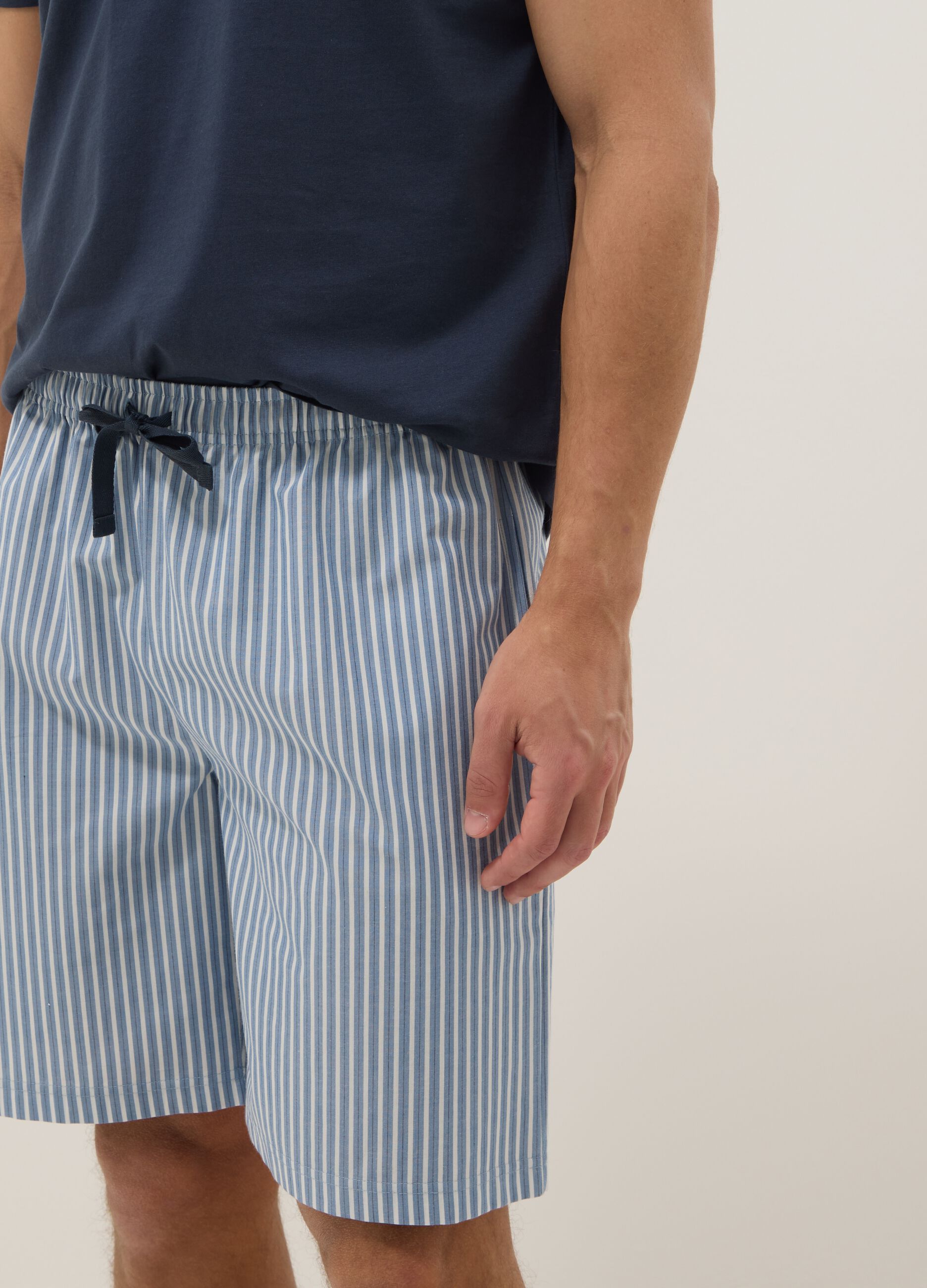 Pigiama corto in puro cotone multicolor regular fit