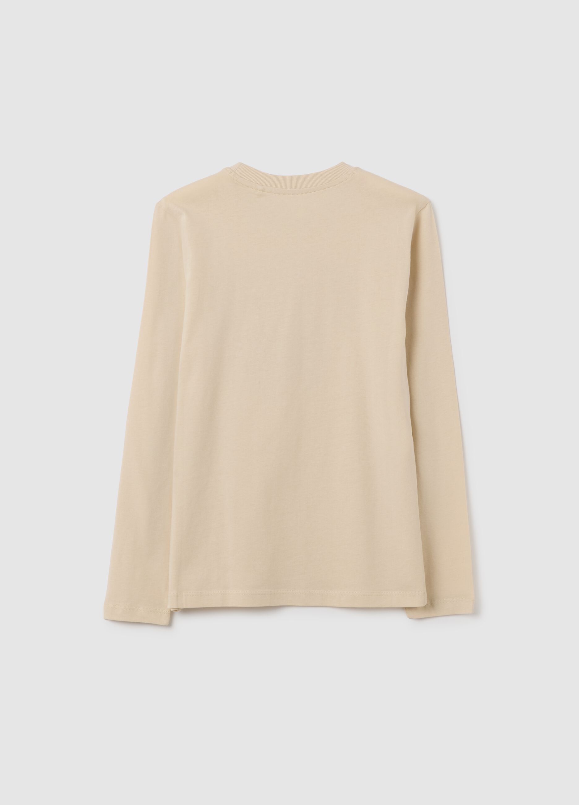 Boys' beige pure cotton regular fit T-shirt