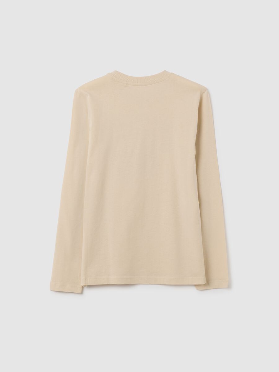 Boys' beige pure cotton regular fit T-shirt_4