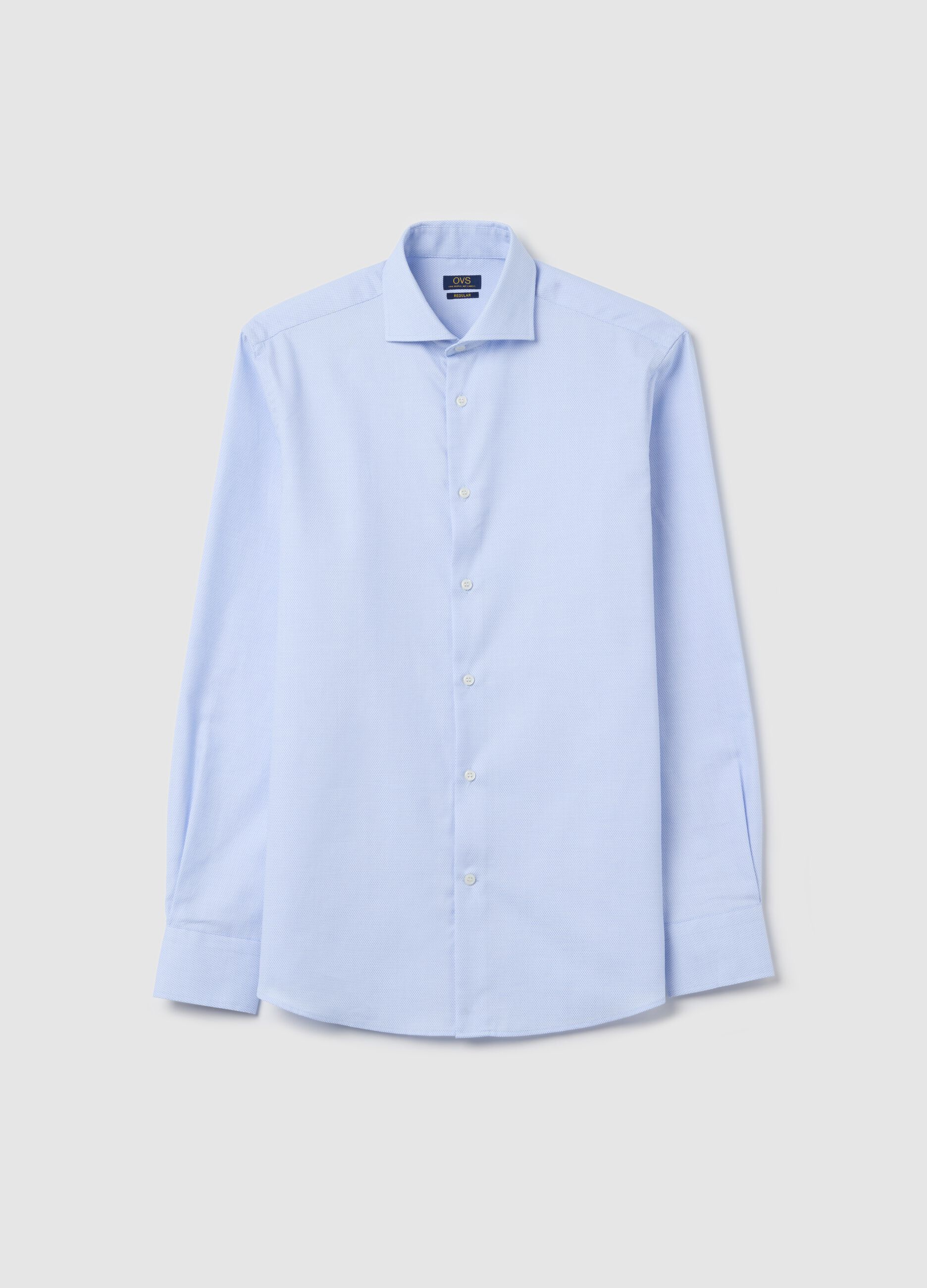 Camicia in cotone stiro facile trama micro pois