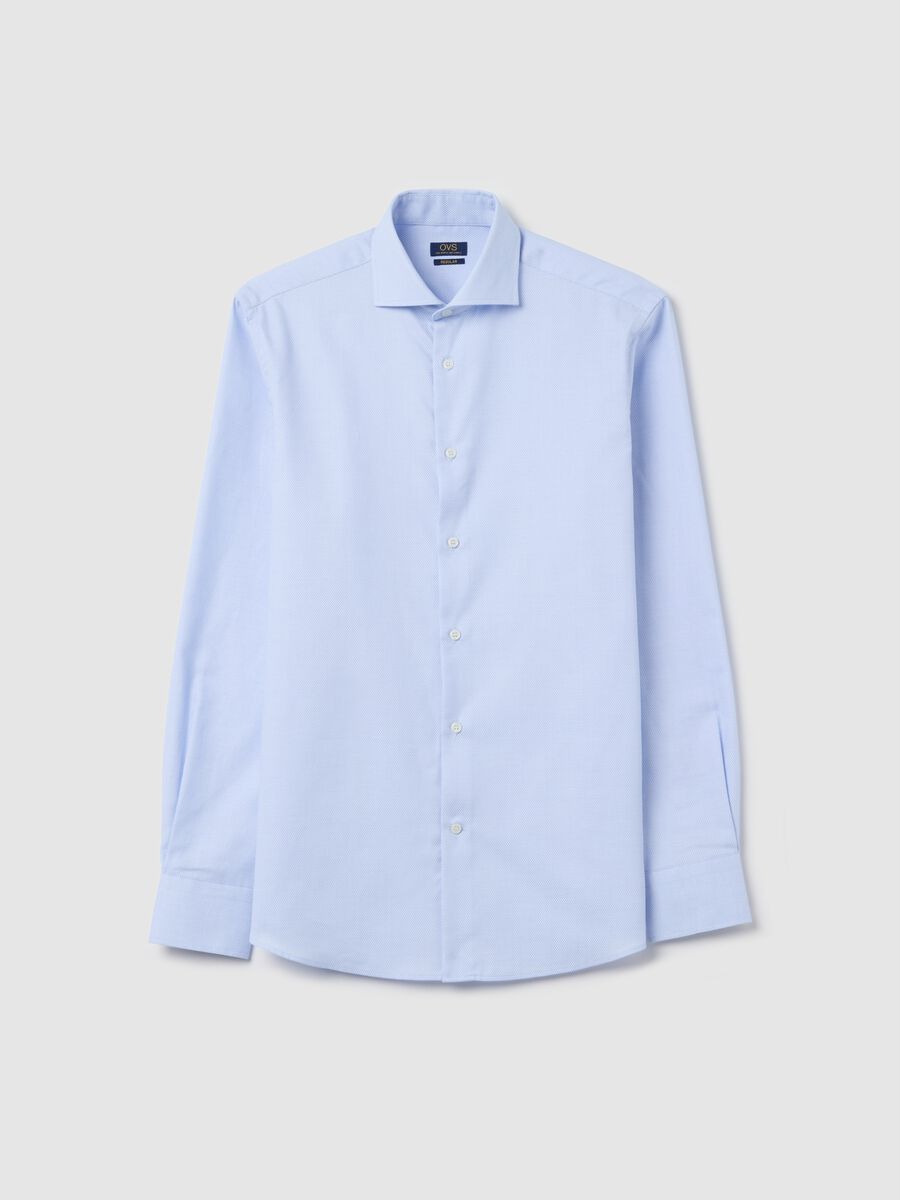 Easy-iron cotton shirt with micro polka dot weave_0