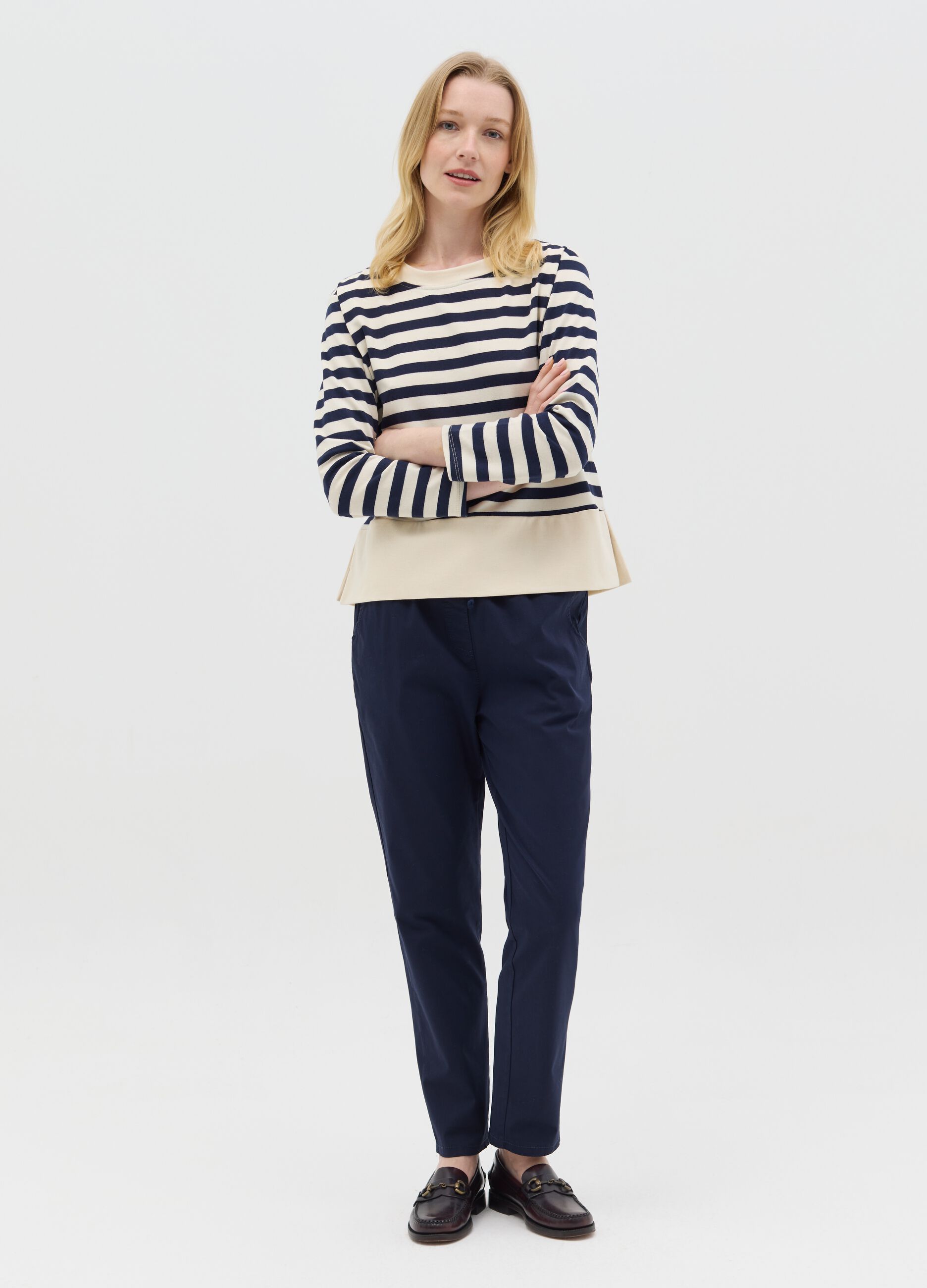 Blue trousers in stretch cotton