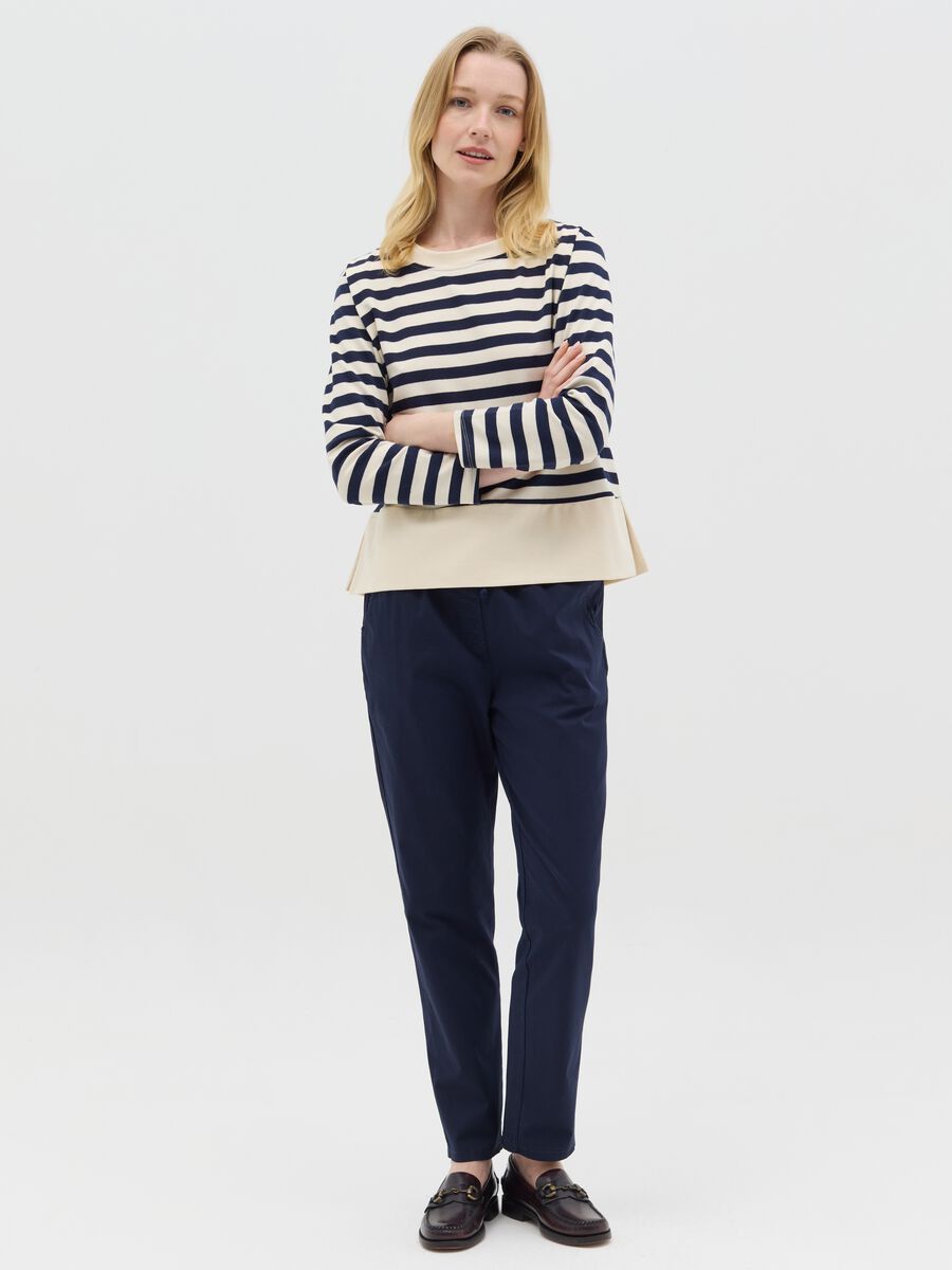 Blue trousers in stretch cotton_0