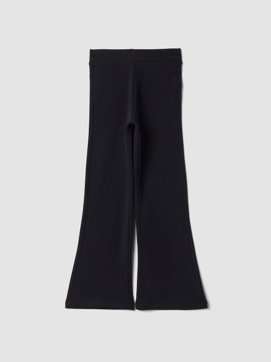 Blue flared leggings in stretchy organic cotton_0