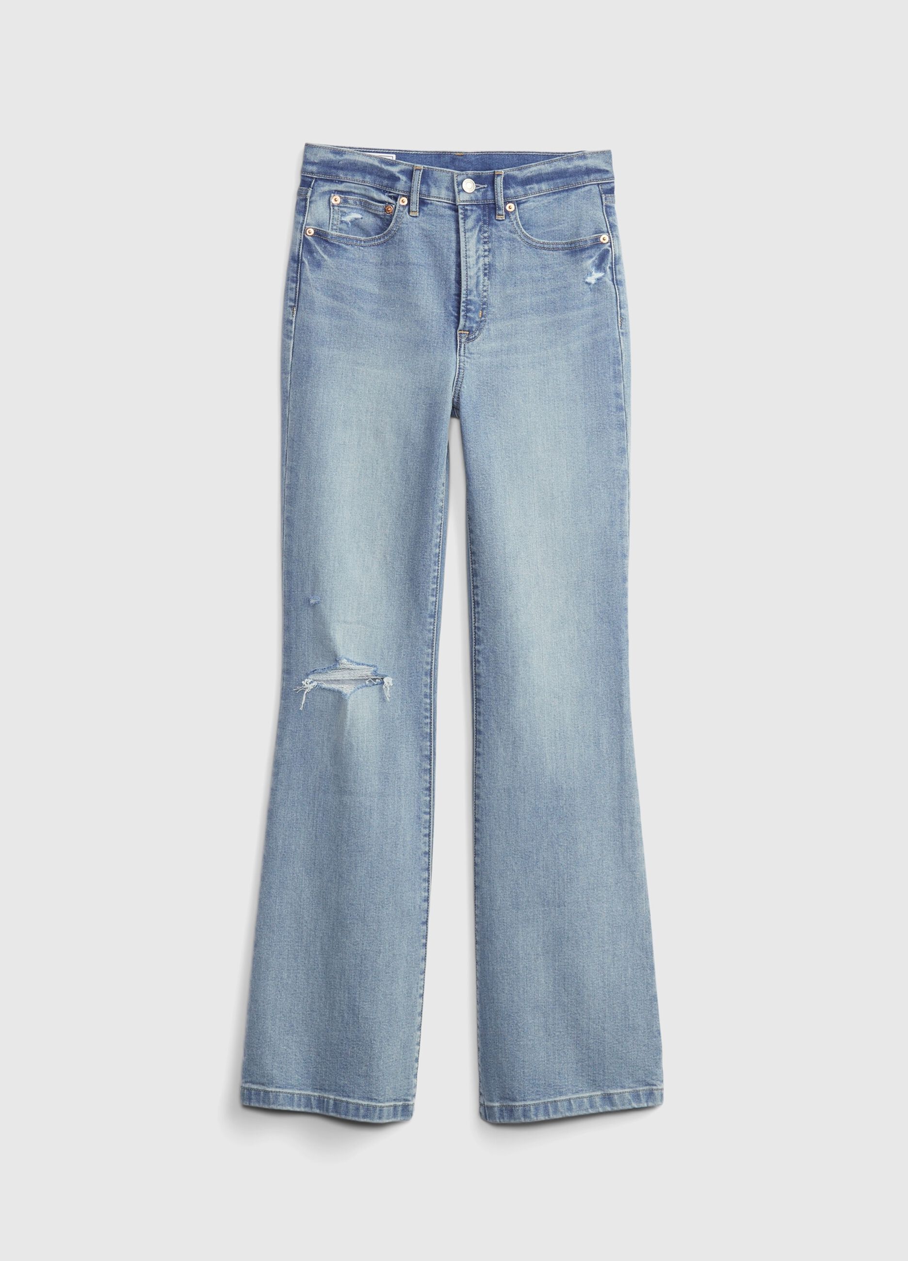 Flare-fit, high-rise jeans with rips