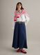 Long blue denim pure cotton skirt regular fit_0