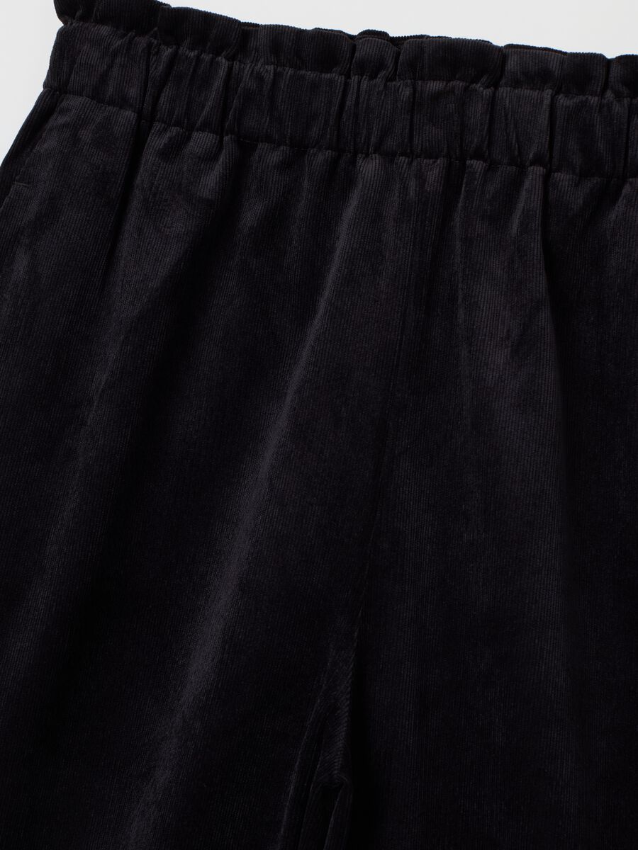 Regular Fit Black Velvet Trousers_1