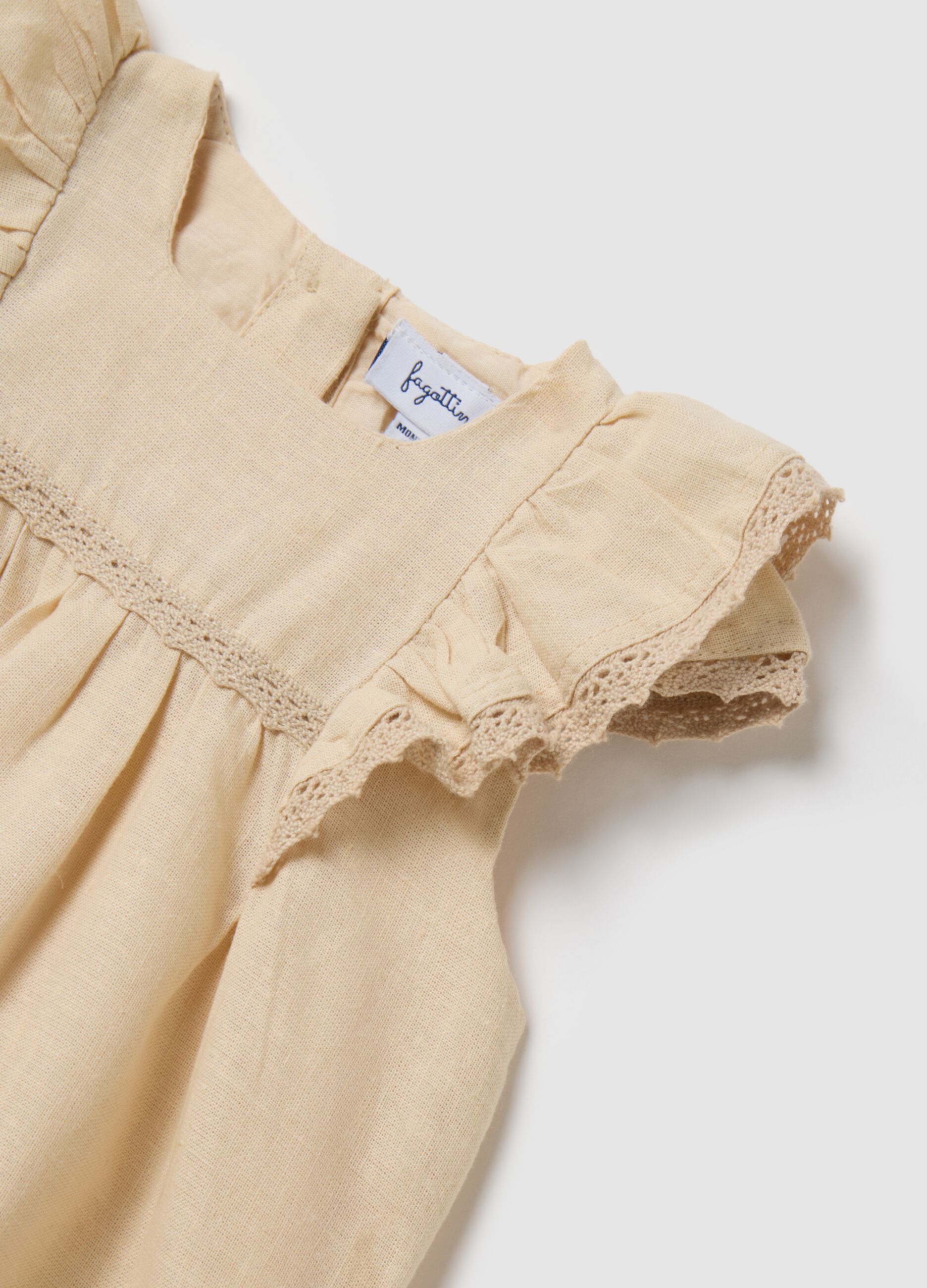 Baby Girl Set in Cotton and Linen Blend by Fagottino