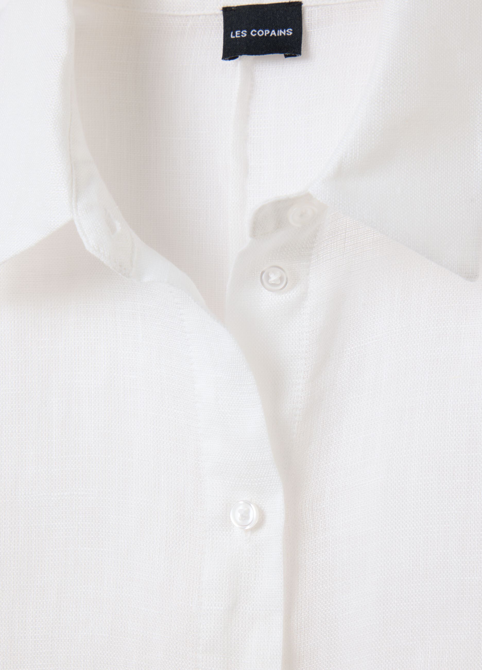 Camicia lunga da donna in puro lino bianca over