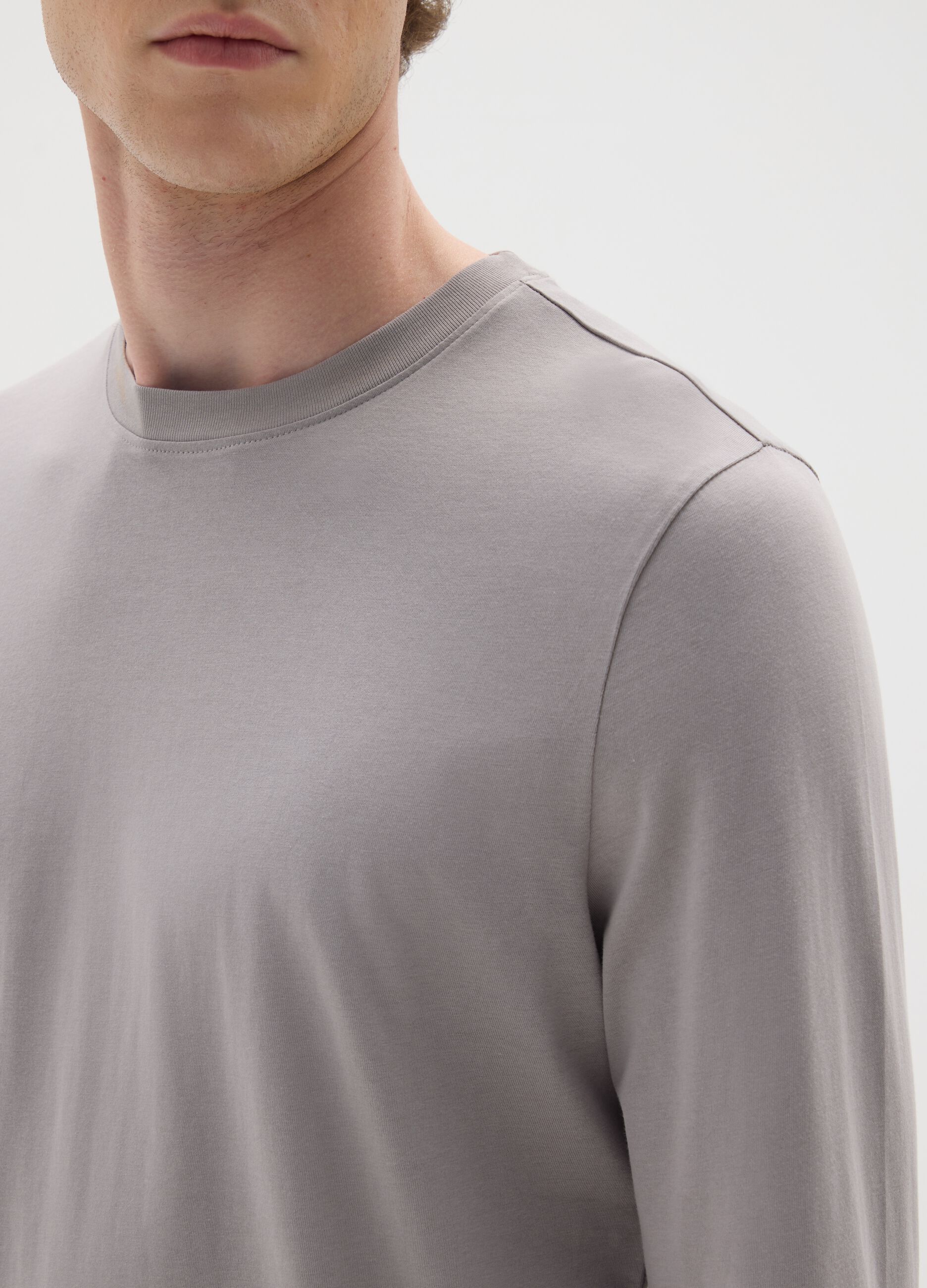 Grey pure cotton regular fit sweater