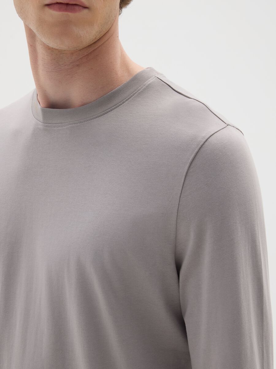 Grey pure cotton regular fit sweater_3