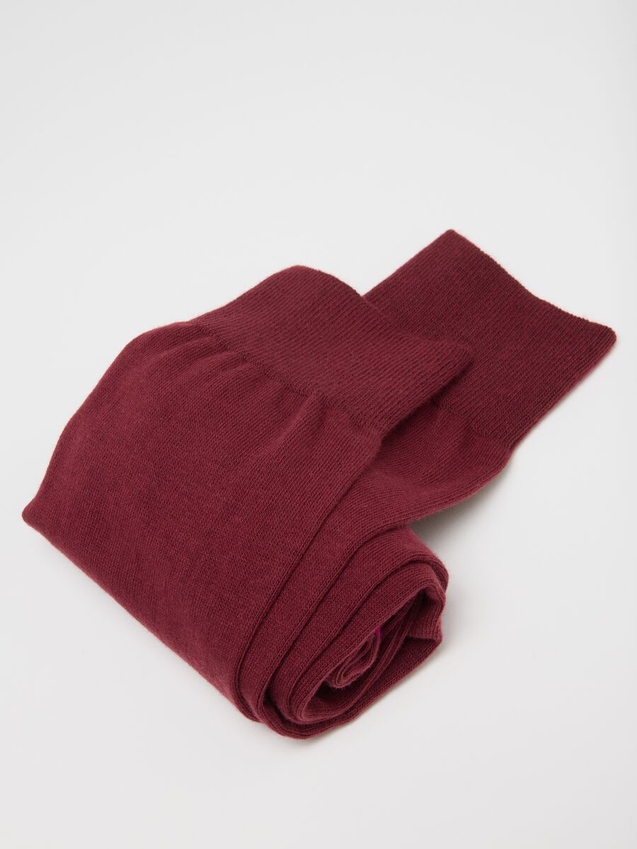 Twin pack of long burgundy cotton stretch socks_2