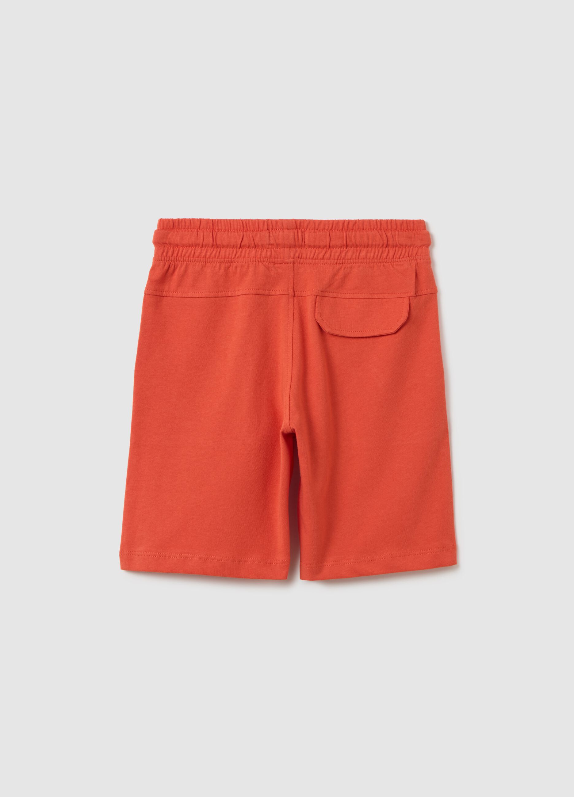 Shorts da bambino in puro cotone rosso regular fit con stampa