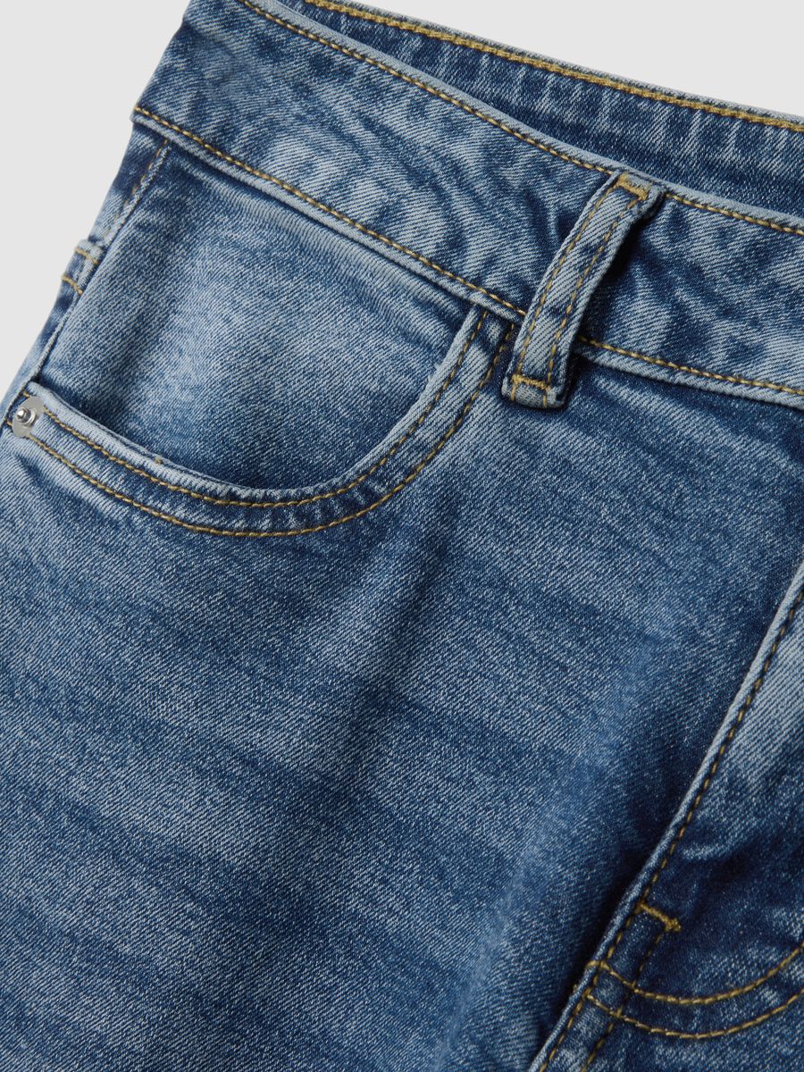 Jeans flare in cotone denim elasticizzato blu_5