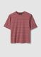 Pink striped cotton-blend T-shirt_0