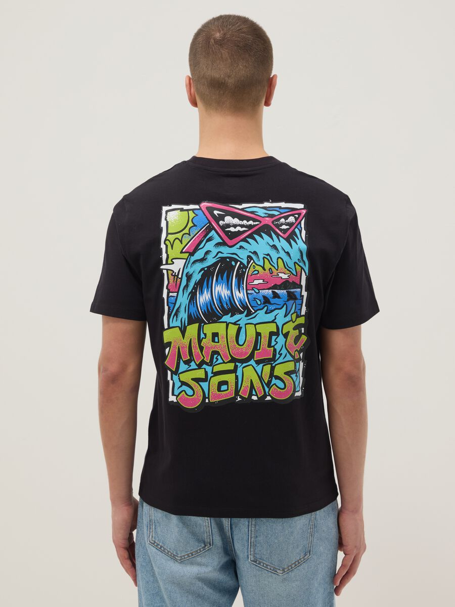 T-shirt nera in puro cotone relaxed fit con stampa_2