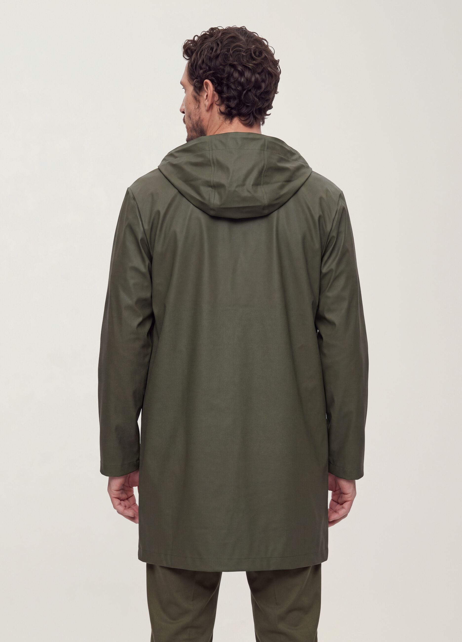 Green regular-fit raincoat with zip