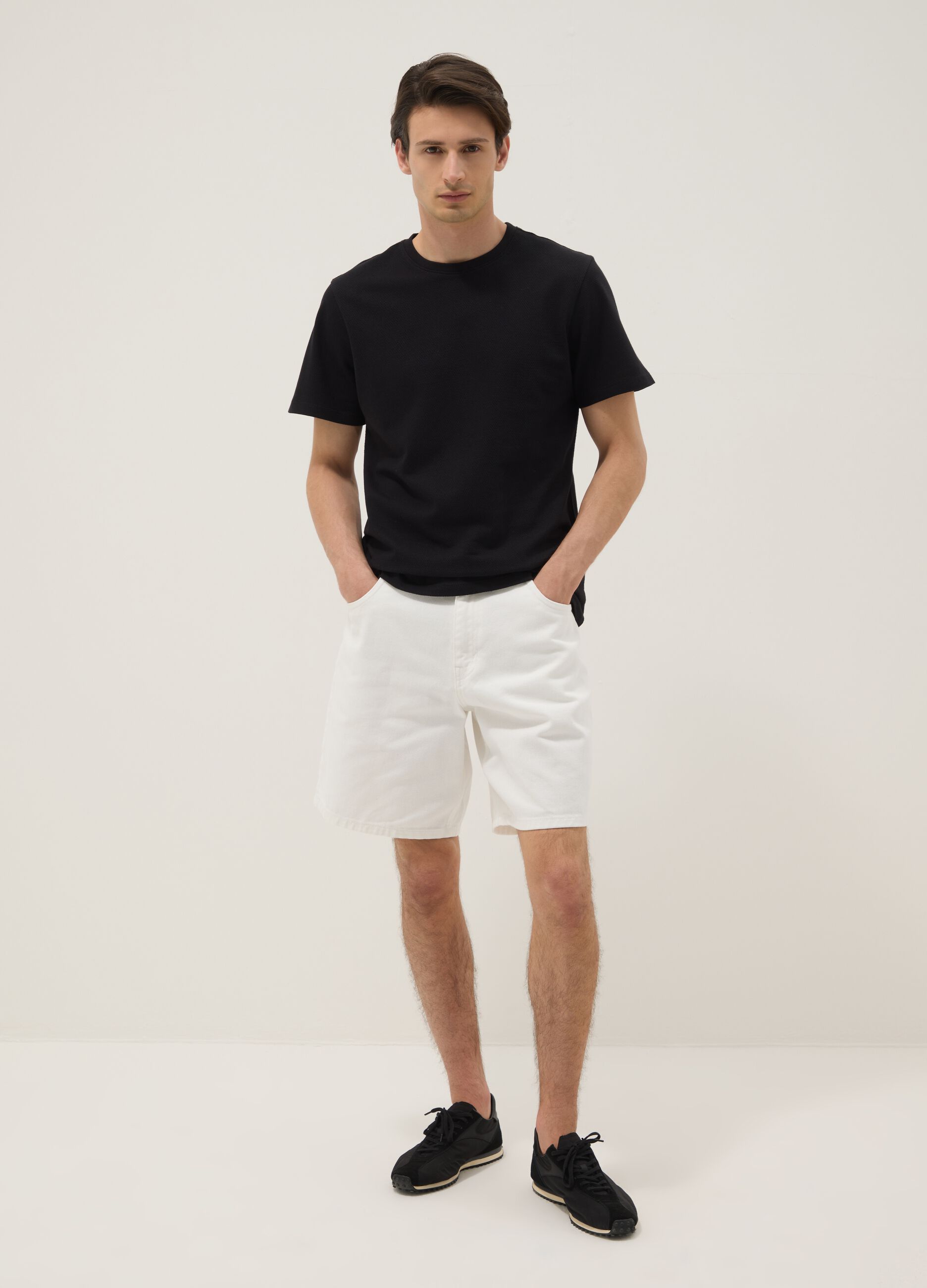Black pure cotton short-sleeve T-shirt